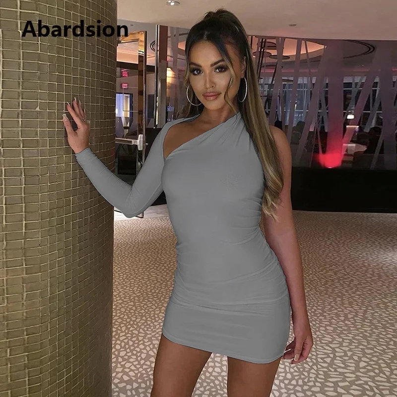 Abardsion сексуальное платье на одно плечо для женщин 2019 осень зима Клубная одежда