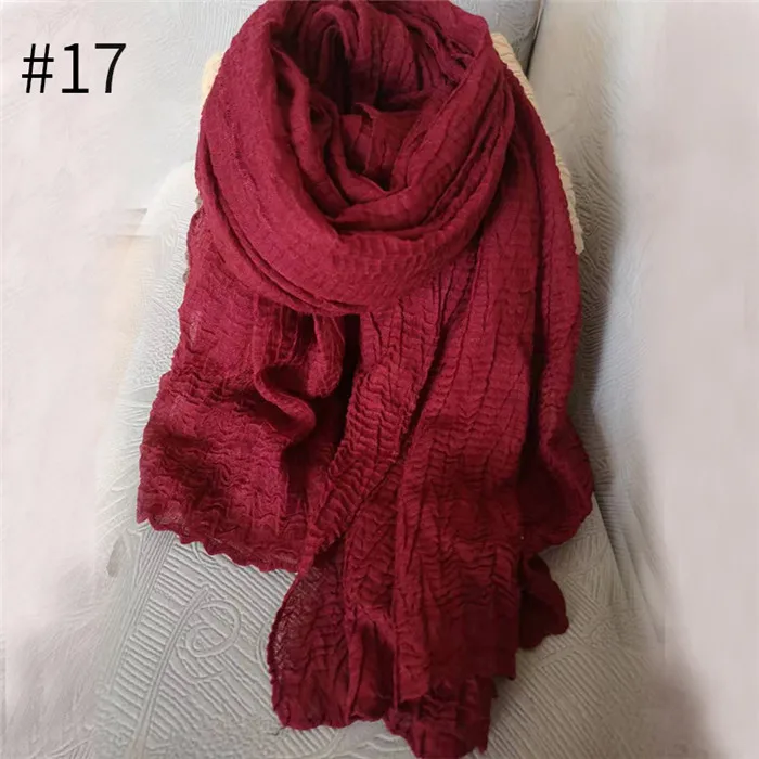 Number 17 color Большой размер, однотонный шарф, Складывающийся стиль, простой хиджаб из вискозы, Женская однотонная шаль, большой платок, исламские мягкие шарфы - Цвет: Number 17 color