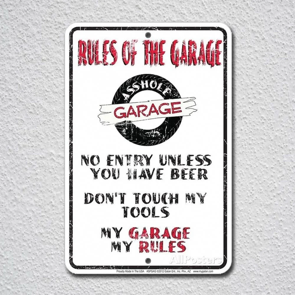 

Rules Of The Garage Tin Sign Metal Sign Metal Poster Metal Decor Metal Painting Wall Sticker Wall Sign Wall Decor