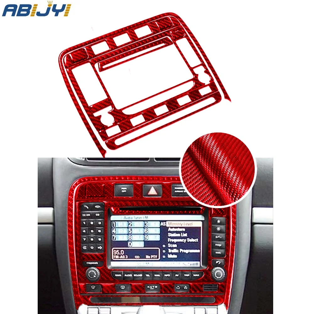 

Car Accessories Car Red Stickers Carbon Fiber Cover Trim Navigation Panel 10PCS For Porsche Cayenne 2003-2010