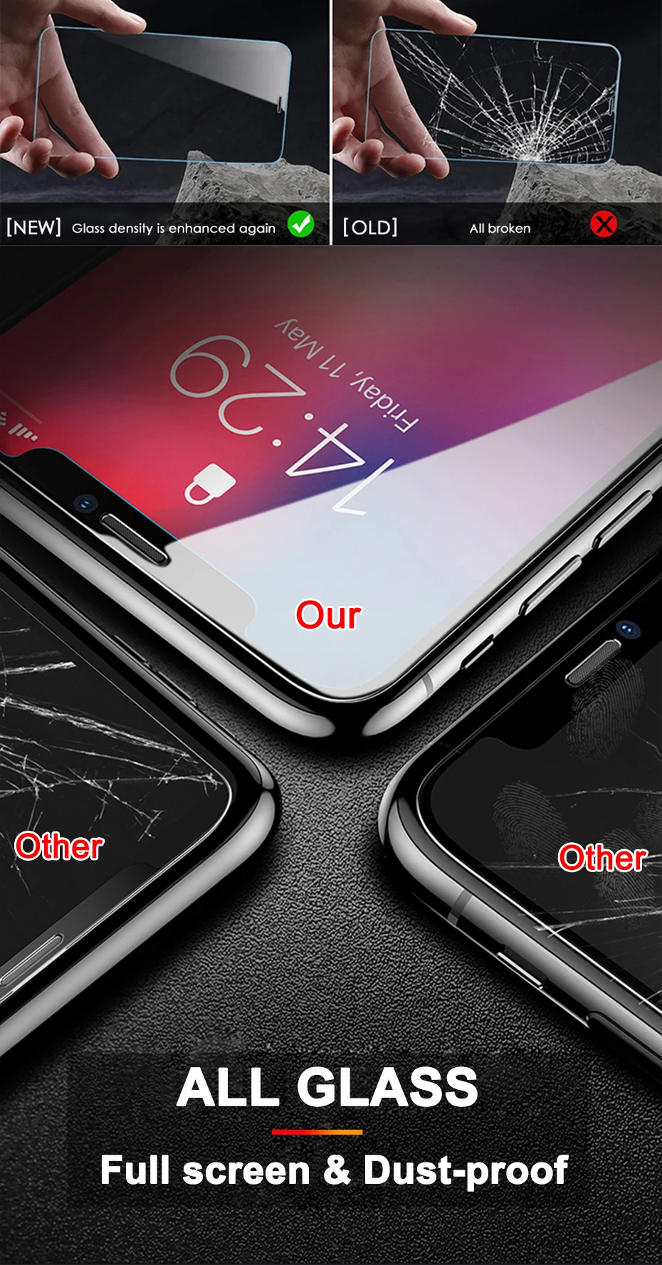 Стильное закаленное стекло с полным покрытием для iphone 12 11 pro max X Xs XR Защита экрана 7