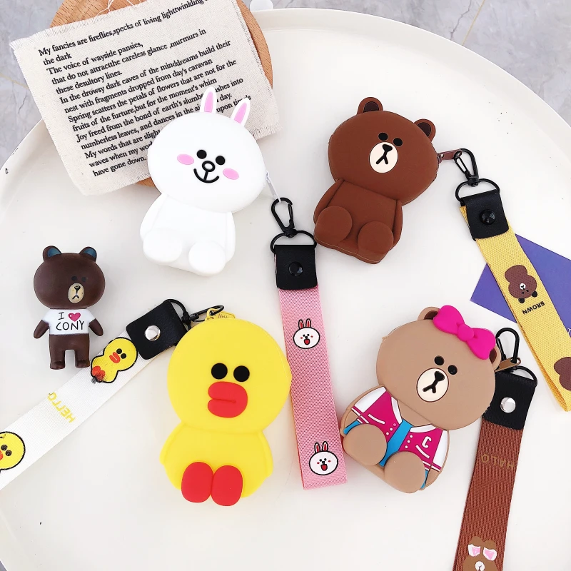 Милые Мультяшные женские кошельки, маленькая коробка для Airpods, чехол, силиконовый мини кошелек, дамская сумочка для карт, клатч, кошельки, женские кошельки и кошельки