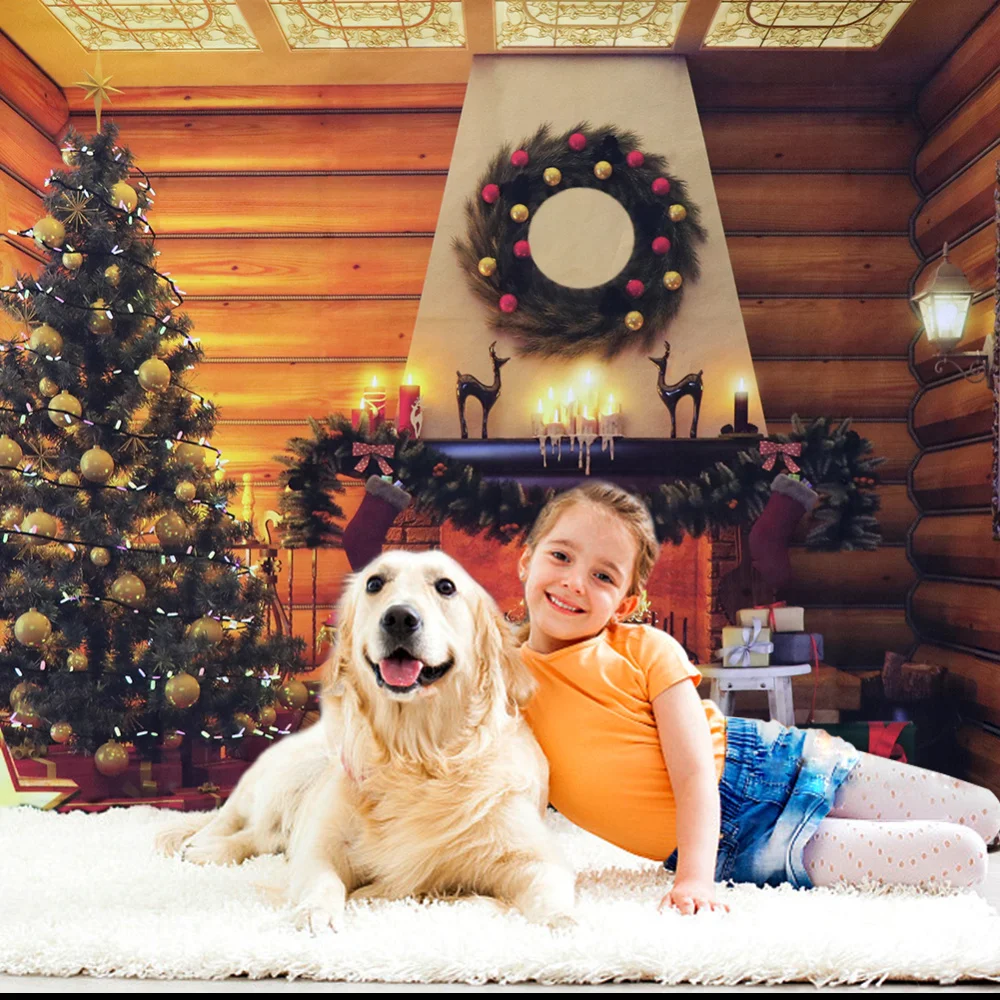 7x5ft фотография рождественской елки фон камин фото сельский дом деревянная кабина