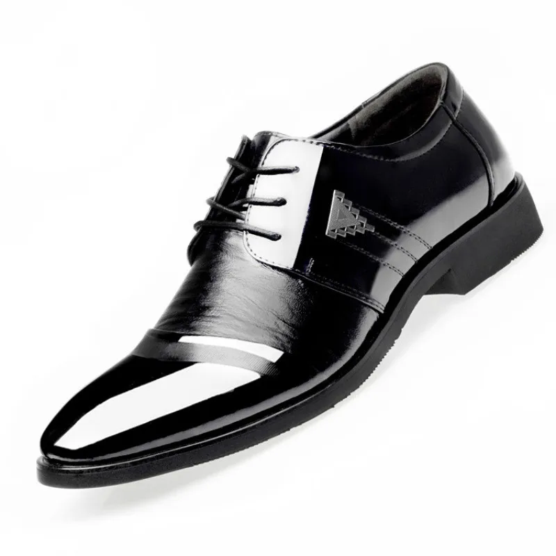 

Spring Business Lace Up Dress Shoes Men's Pointed Toe Fashion Large Size Wedding Shoes Leather Shoes