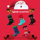 Носки мужские Модные осенние и зимние, носки с Санта Клаусом, снежинкой, мужские носки средней длины, влажные хлопковые носки, забавные носки