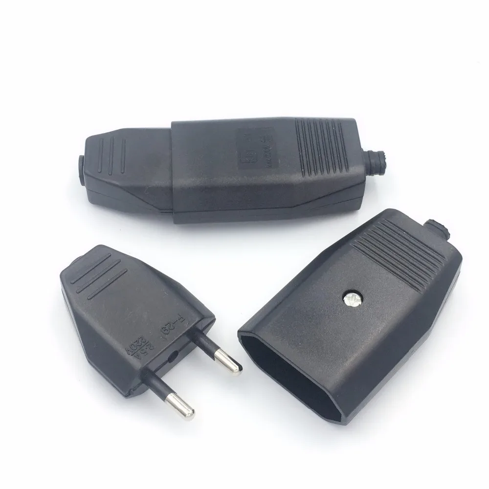 Штепсельная Вилка европейского стандарта Электрический штекер 2-контактный шнур