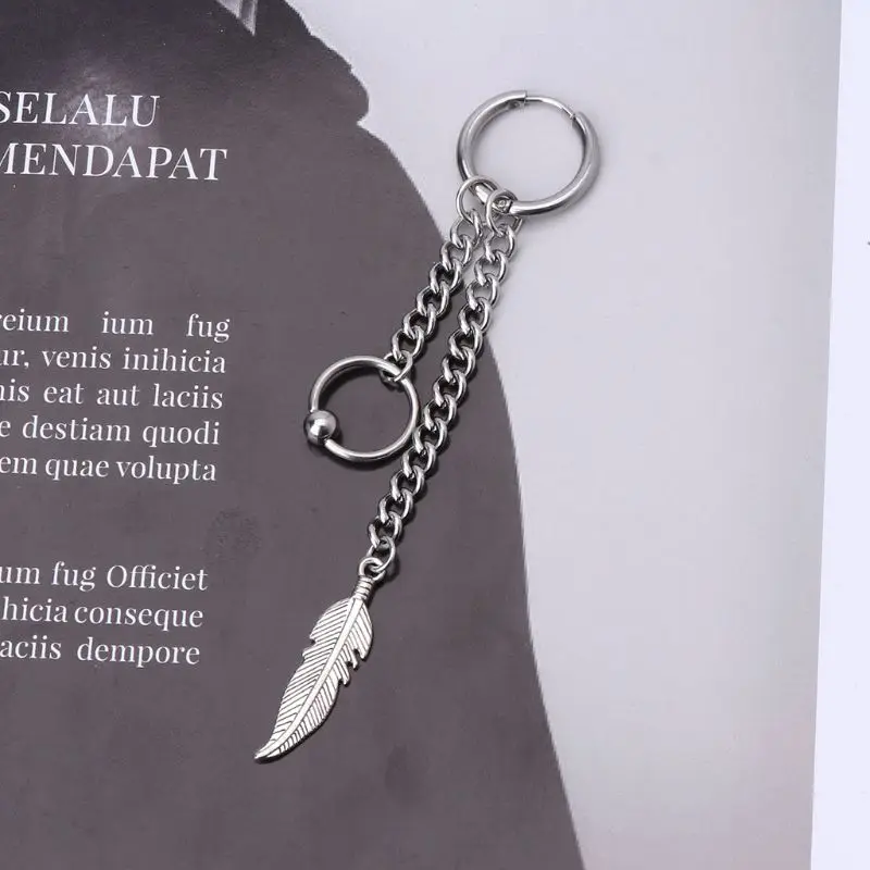 

5Pcs Titanium Steel Boys Album Long Chain Earrings Kit Korean Fashion Jewelry