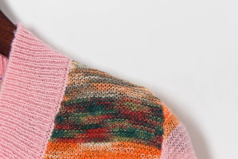 

Autumn Pullovers Women Oversize Sweater Warm Ulzzang V neck Casual Striped Knit Young Girl Fashion Retro Knitted Jummper