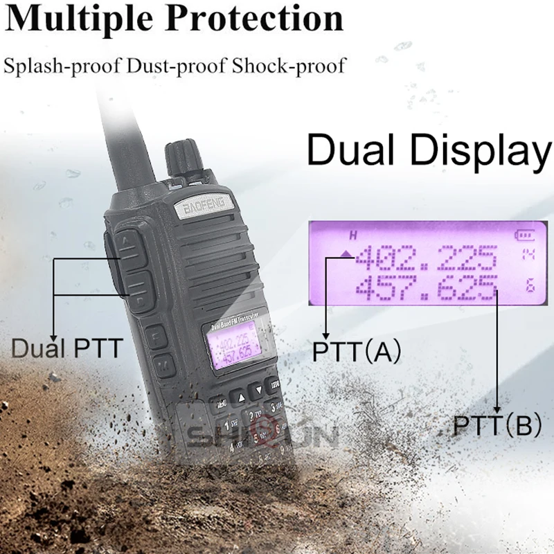 Enlarge 3800mAh UV-82 8W Baofeng UV 82 Walkie Talkie 10 KM Baofeng 8W Radio Dual PTT UV-XR UV-9R GT-3TP Ham Radio 10 KM UV-5R 8W