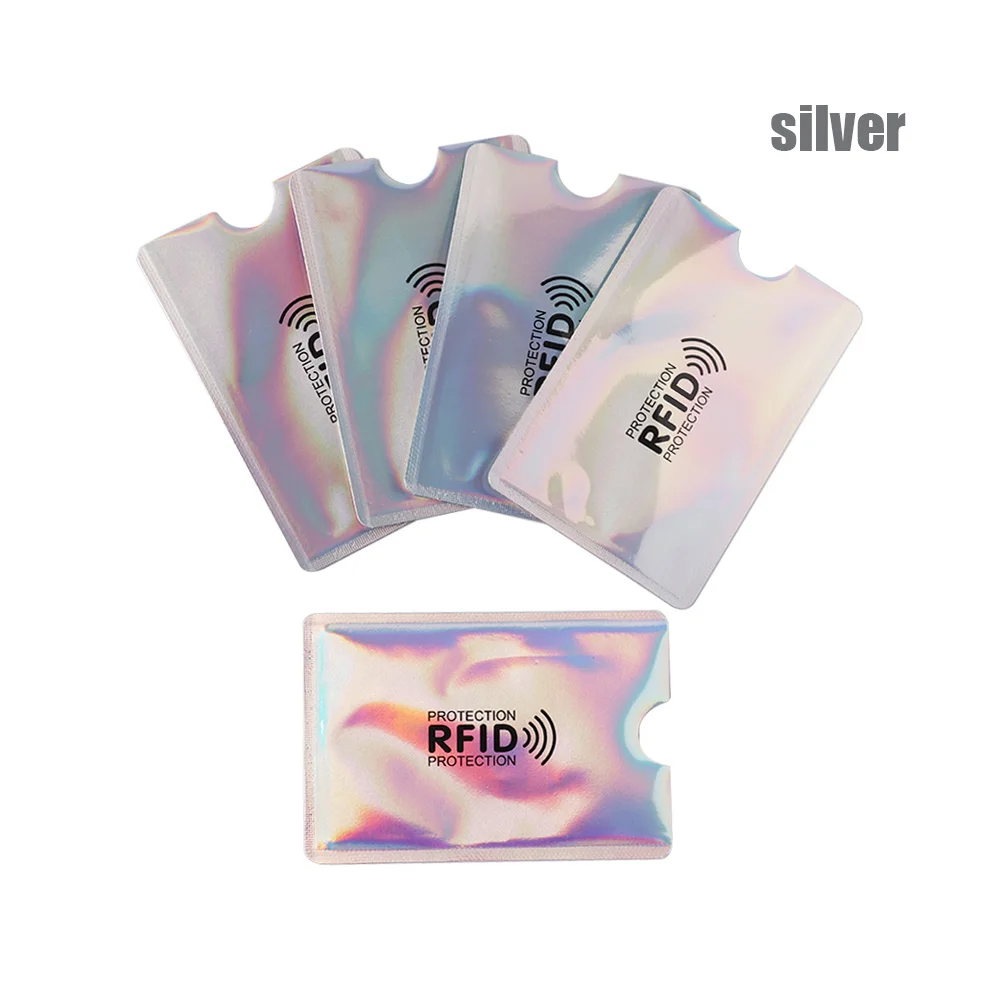 silver 10 шт. Анти Rfid блокирующий считыватель замок держатель карты ID Чехол для банковских карт Защита Алюминиевый металлический Смарт-Противоугонная Кредитная карта Holde - Цвет: silver