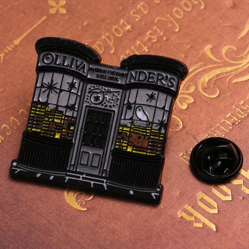 Ollivanders палочка магазин эмалированная булавка винтажный дом форма Хогвартс значок брошь трендовый рюкзак одежда аксессуары для мужчин и женщин