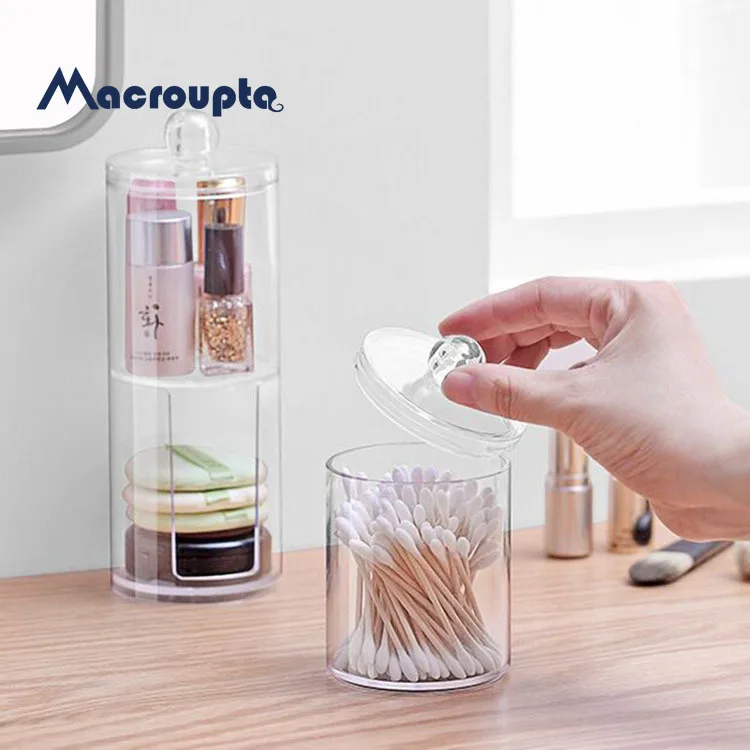 Acrylic Multifunctional Round Qtip Container Cosmetic Makeup Cotton Pad Organizer Jewelry Storage Box Holder and Candy Jars |