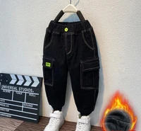 2021 winter childrens pants kids pants baby boys jeans plus velvet for baby boys denim pants toddler clothing 2 7 years ko49