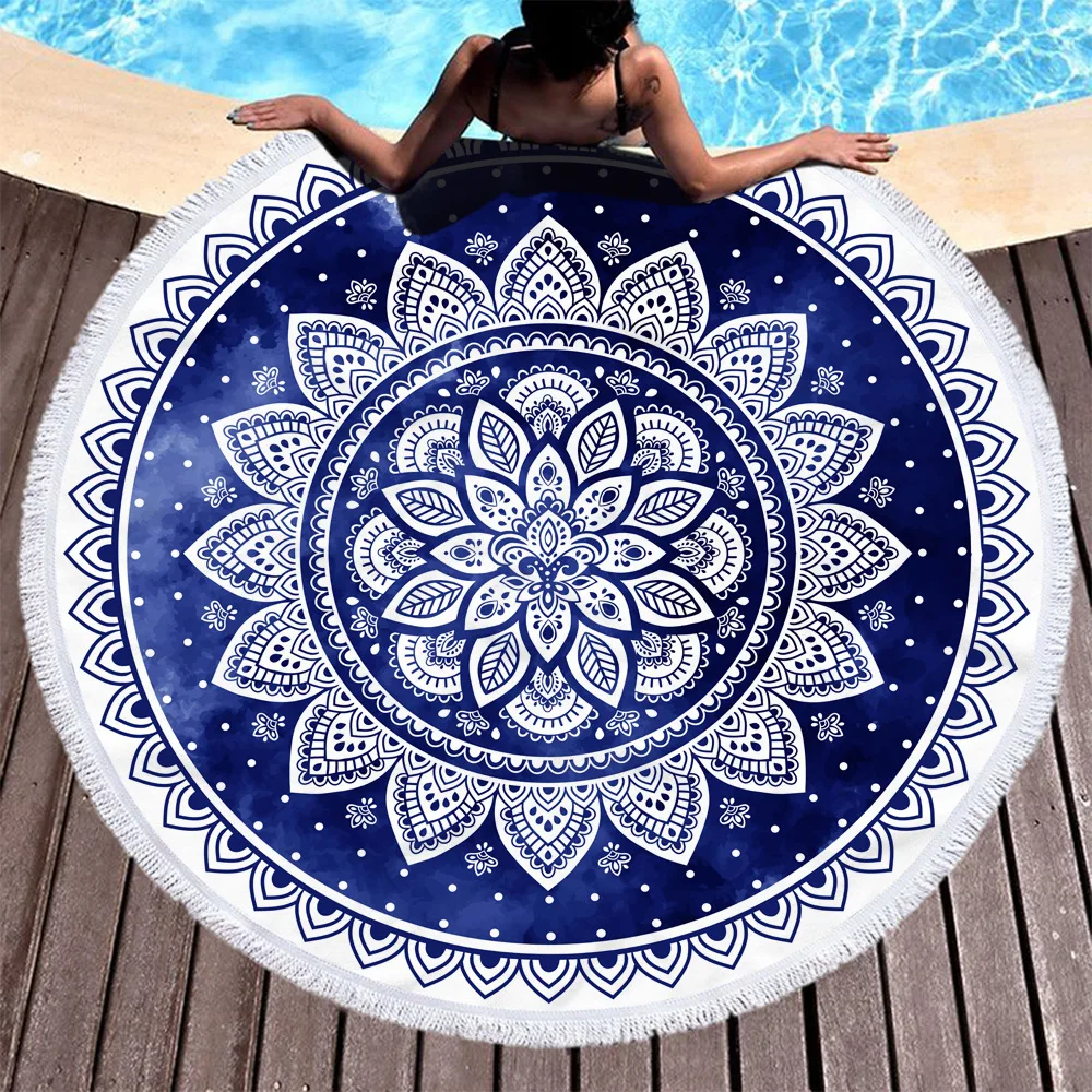 ONGLYP Round Beach Towel Cute Cat Collections Microfiber Tapestry Bedroom Rug Yoga Mat Tablecloth Swim Bath Blanket |
