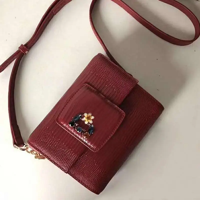 2019 новая маленькая квадратная сумка из кожи ящерицы с кристаллами