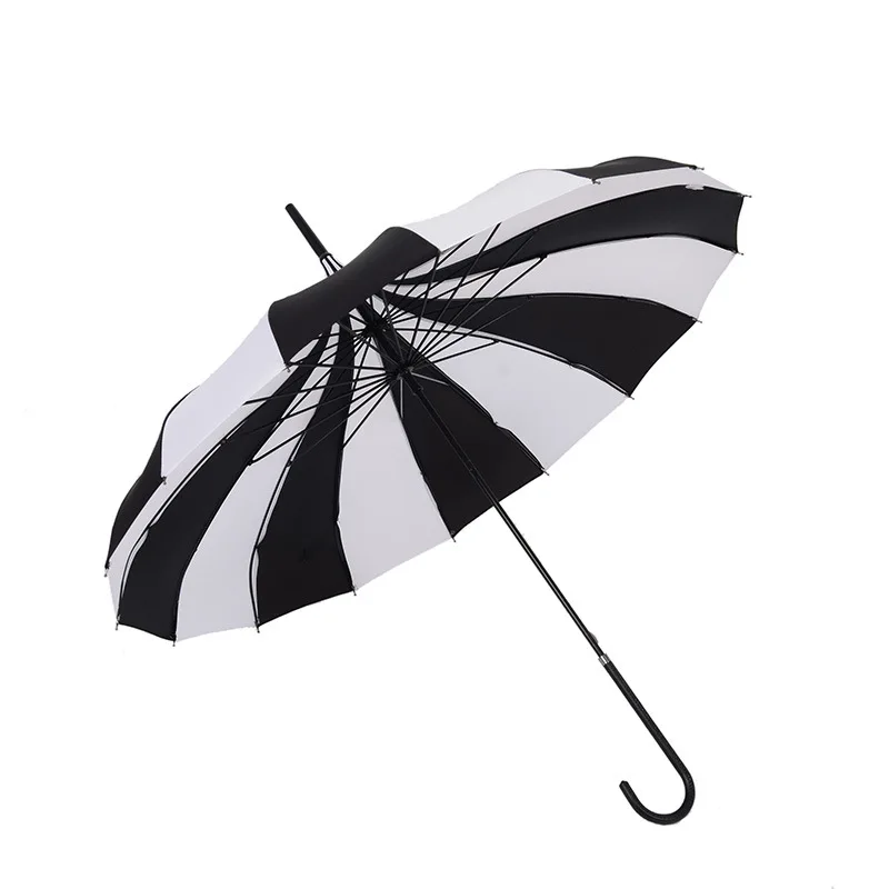 

(10 pcs/lot) Creative Design Black And White Striped Golf Umbrella Long-handled Straight Pagoda Umbrella