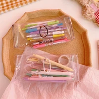2021 new transparent waterproof pvc stationary organizer stationery pen holder cute pencil case office supplies desk accessories