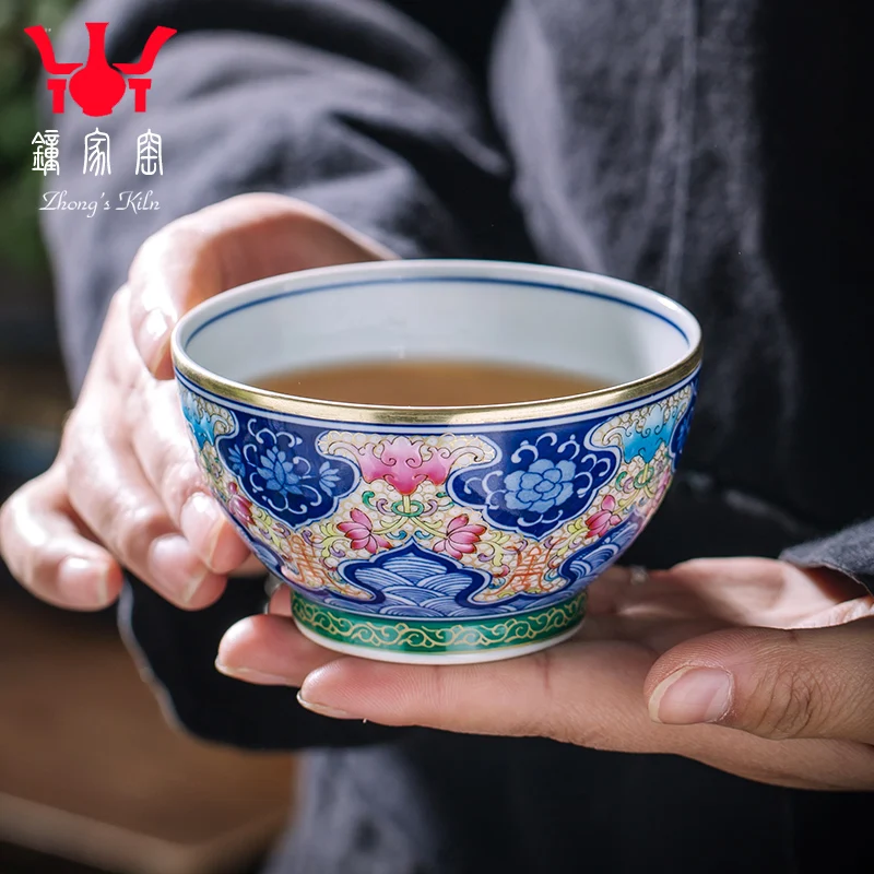 

kiln jingdezhen ceramic cups hand-painted colored enamel masters cup high-end tea master cup sample tea cup single cup