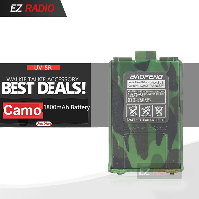 USB Зарядное устройство кабель для BAOFENG UV-5R UV-5RA UV-5RE увеличить 3800 мА/ч, UV-82 Батарея usb-кабель Baofeng UV 5R Батарея зарядный кабель - Цвет: Camo 1800
