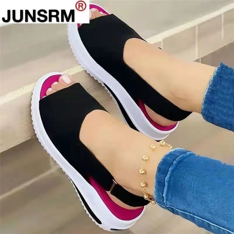 

2021 New Women Sandals Soft Stitching Ladies Sandals Comfortable Flat Knit Sport Sandals Women Open Toe Shoes Sandalias De Mujer