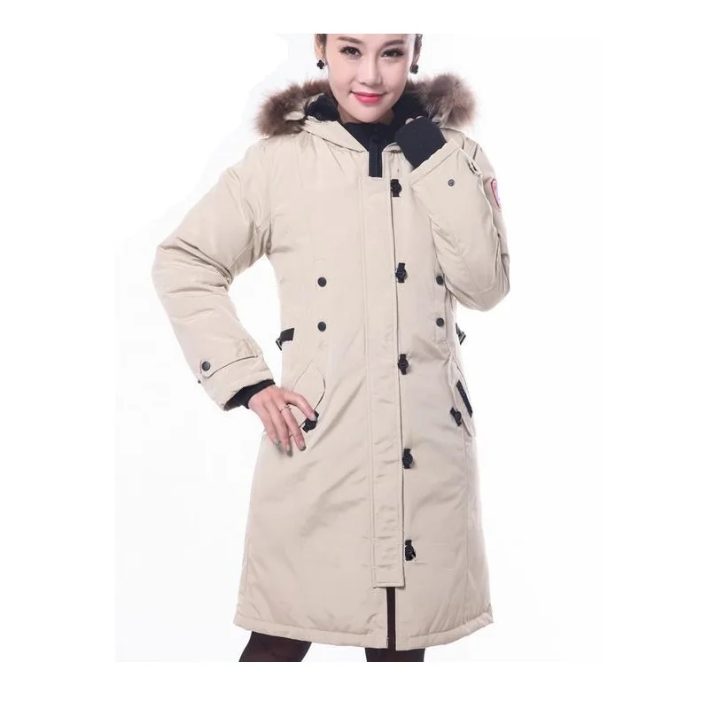 

Winter Canada Fashion Thick Warmth Windproof and Waterproof Goose Mid-Length Slim-Fit Fur Collar Down Jacket Female