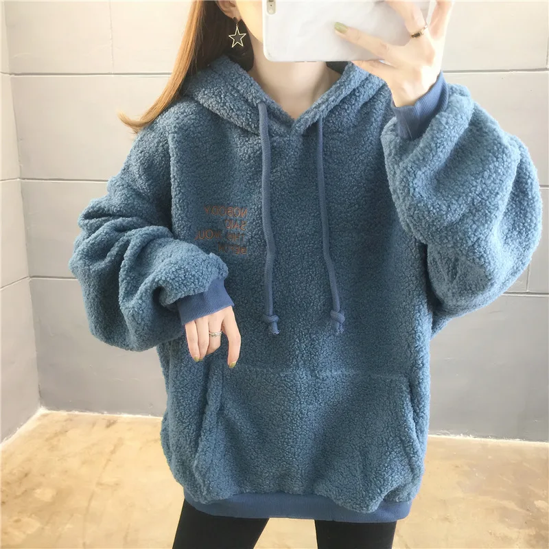 

Letter Print Sweatshirt Harajuku Pullover Oversized Hoodie Vintage Women Winter Top Warm Korean Best Friend Hoodies for Girls