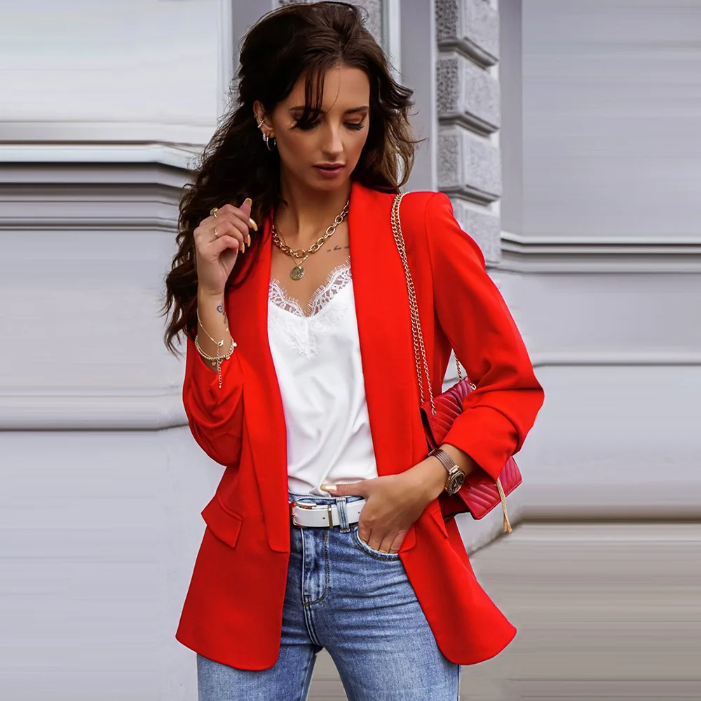 

Autumn and winter foreign trade Blazer Jacket casual temperament women's suit show thin big size blazer women cropped jacket