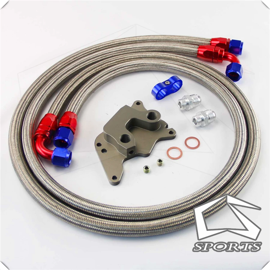 AN10 фильтр Сэндвич адаптер + нейлоновая оплетка или SS маслопровод Подходит для BMW