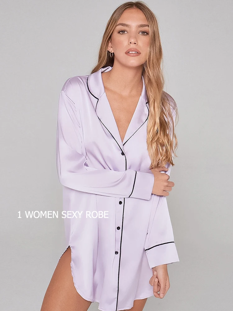 

Tulin Fashion Pajamas Nightdress Sleepwear Mini Robe Woman Nightie Full Sleeve Homewear Autumn Night Women Pijama Nightgown