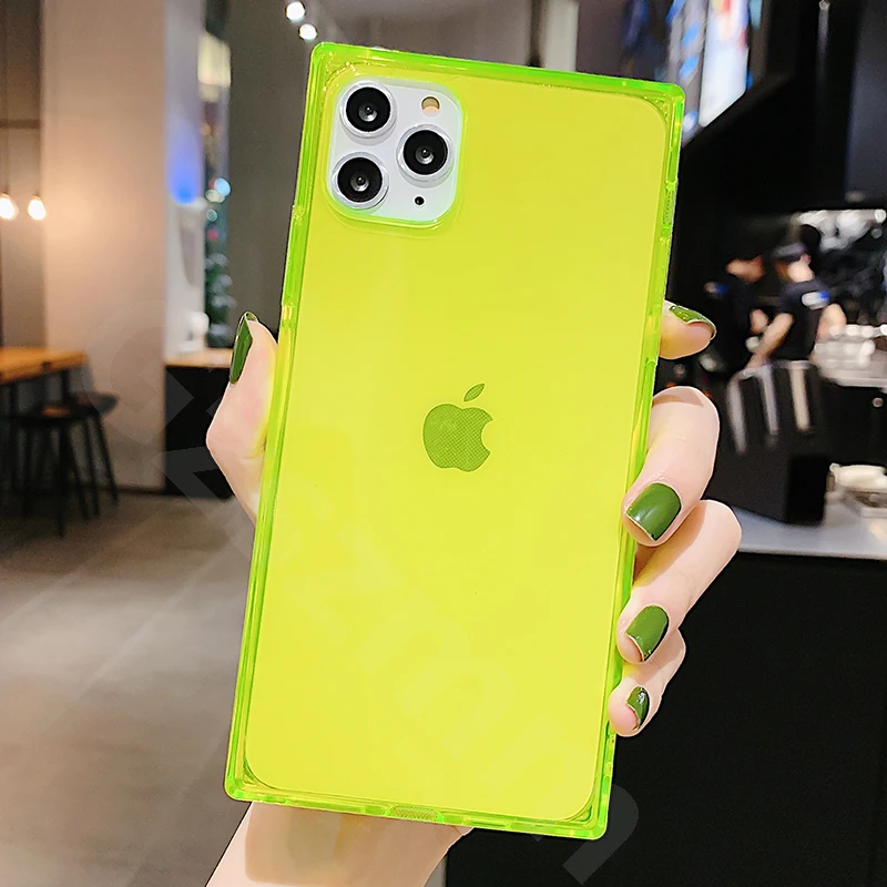 Глянцевые Мягкие силиконовые чехлы из ТПУ для Iphone 11 12 Pro Max Xs 6 6S 7 8 Plus X XR квадратный