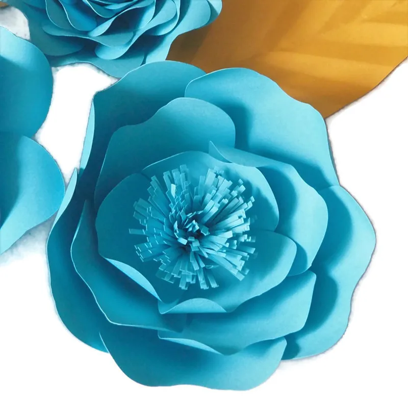 DIY синие гигантские бумажные цветы фон искусственный созданный вручную цветок 5