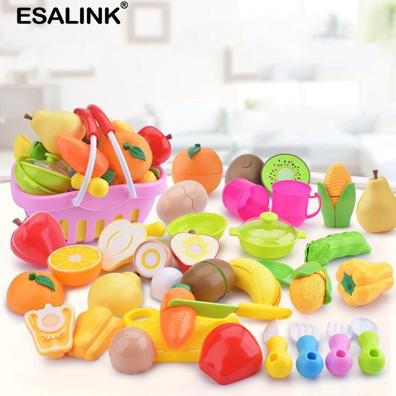 ESALINK 16 шт. кухонные игрушки резка фруктов овощей игрушка кухонная посуда для
