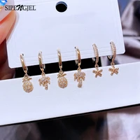 sipengjel fashion 6 piece set starfish dangle drop earrings geometric minilist pendant hoop earrings for women jewelry