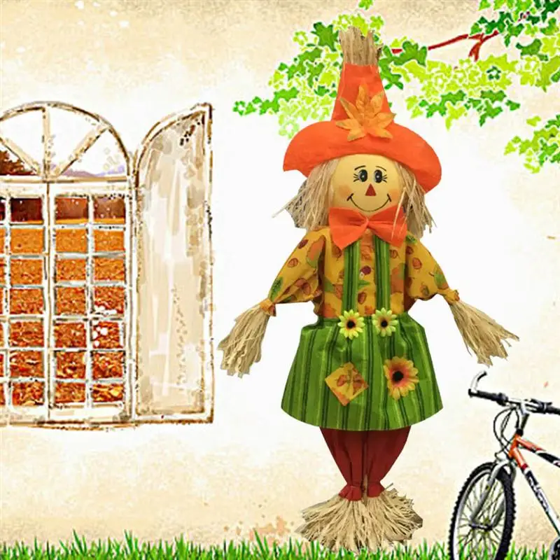 Standing Cute Halloween Scarecrow Swing Ornament Decoration Straw Doll for Kindergarten | Дом и сад
