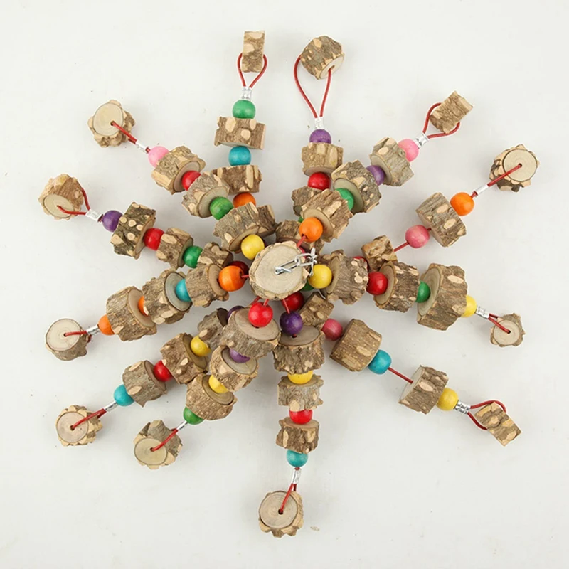 

1 Pcs Natural Wood Toy Parrot Birds Bird Educational Toy & 1 Pcs Bird Chewing Toy Wooden Block Bird Parrot Toys