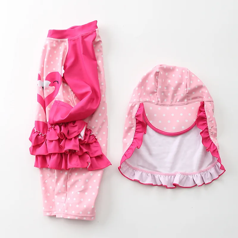 Детский купальный костюм с длинными рукавами и рисунком Фламинго принтом