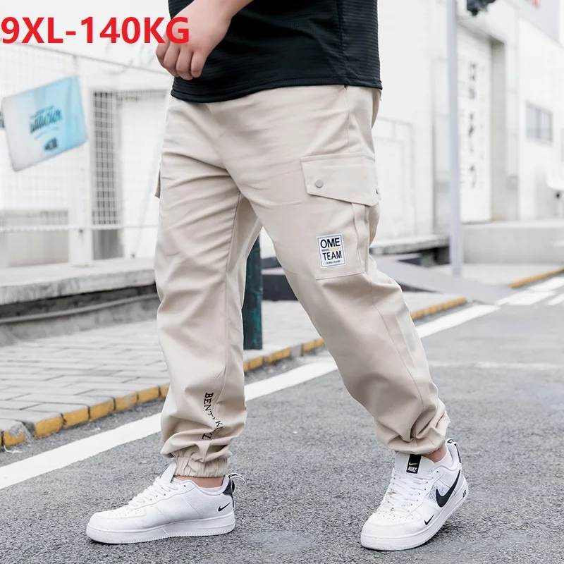 

spring summer men cargo pants pockets elasticity Stretch high streetwear plus size 7XL 8XL 9XL letter pants man oversize pants