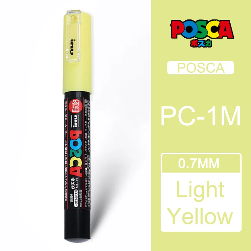 Light yellow 1 шт. Uni Posca Краска Маркер Mitsubishi постер цвет маркировки ручка Экстра тонкой точки PC-1M - Цвет: Light yellow