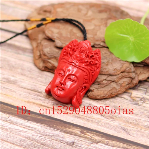 Гуаньинь голова Кулон ожерелье китайский натуральный красный Органическая