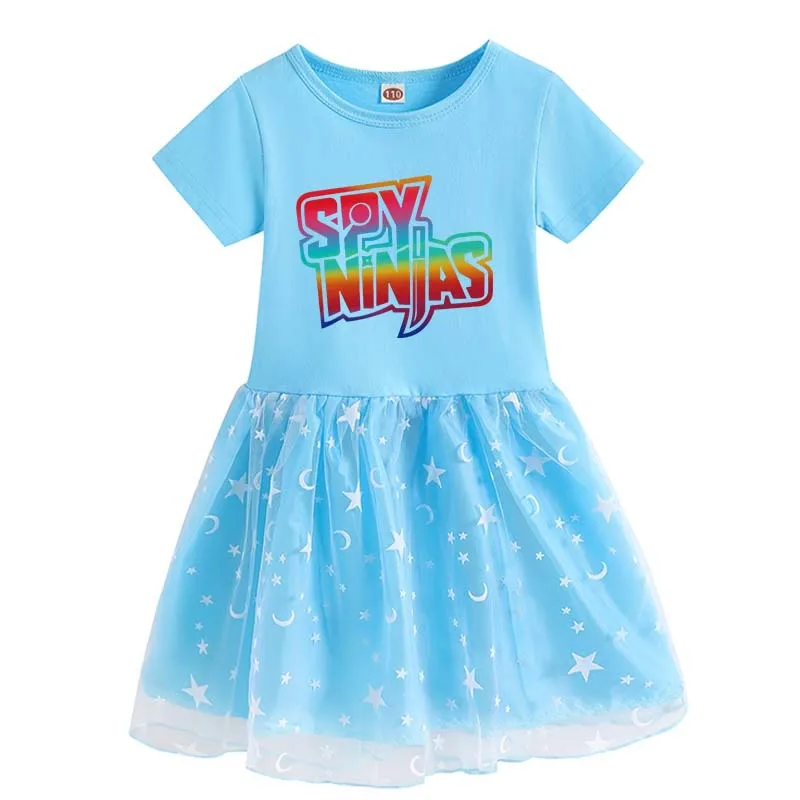 

SPY NINJA Girls Cotton Striped Dress Teenage Girls Summer Rainbow Dresses Elegant Kids Party Wearing Dress