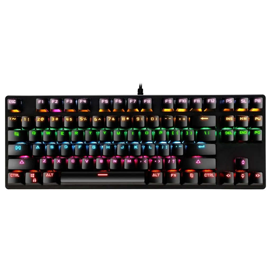 Прямая поставка Механическая игровая клавиатура проводная 87 клавиш Rgb-подсветка