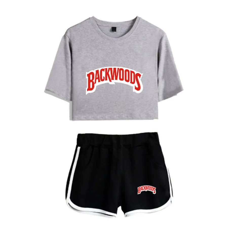 

BACKWOODS New 2 Piece Set T Shirt Sets Streetwear Tops Girls Sexy Shorts Sportswear Summer Comfortable Breathable Short Pants