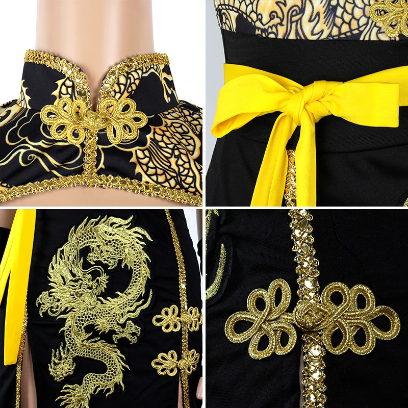 

Chinese Style Vintage Dragon Embroidery Dress Jazz Dance Costume Female Dance Team Performance Stage Wear Nightclub Dance Outfit