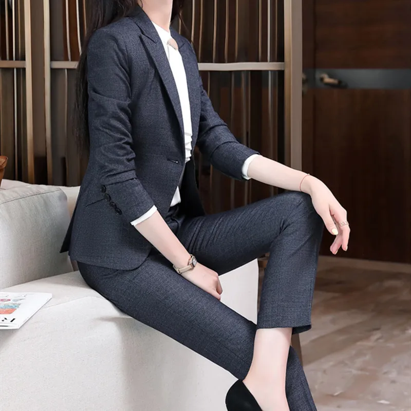 

Winter Coat For Women Business Skirt Suit Elegant Casual Two Piece Ladies Korean Fashion Office Clothes Slim Oversize Pant Suit