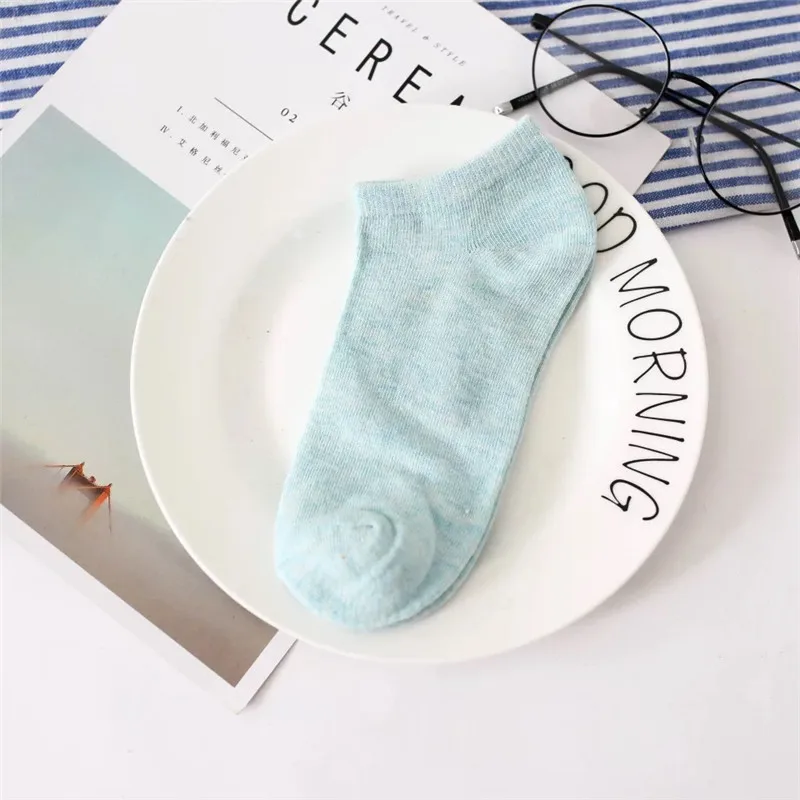 Женские носки незаметные неглубокие цветные хлопковые однотонные | Женская