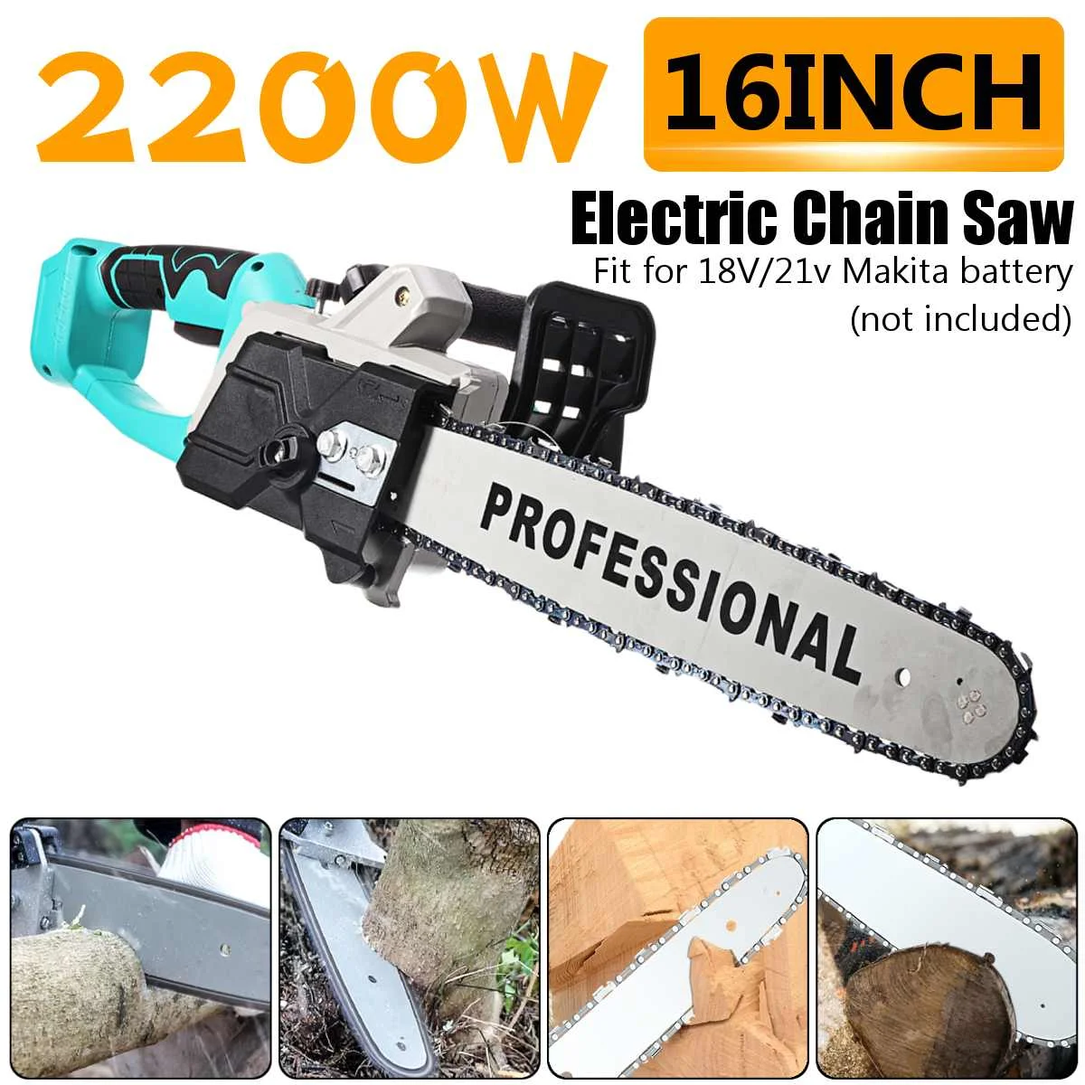 

2200W 16 Inch Cordless Chain Saw Brushless Motor Power Tools Electric Chainsaw Garden Woodworking Power Tools For Makita battery