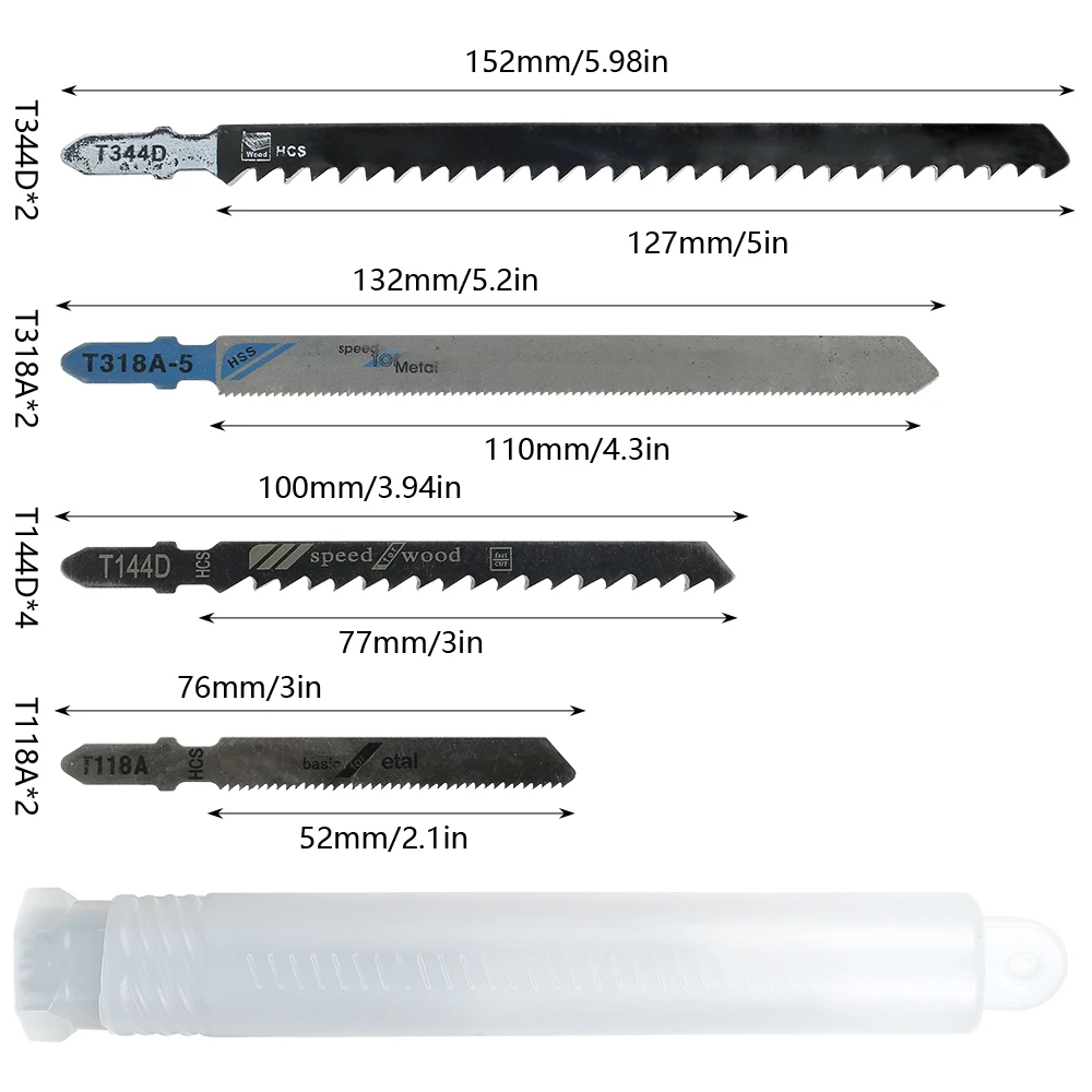 

10Pcs T-shank Saw Blade Set Woodworking Curve Saw Blade Fast Cutting Precision Grinding Power Accessories For Hard Metal Cutting