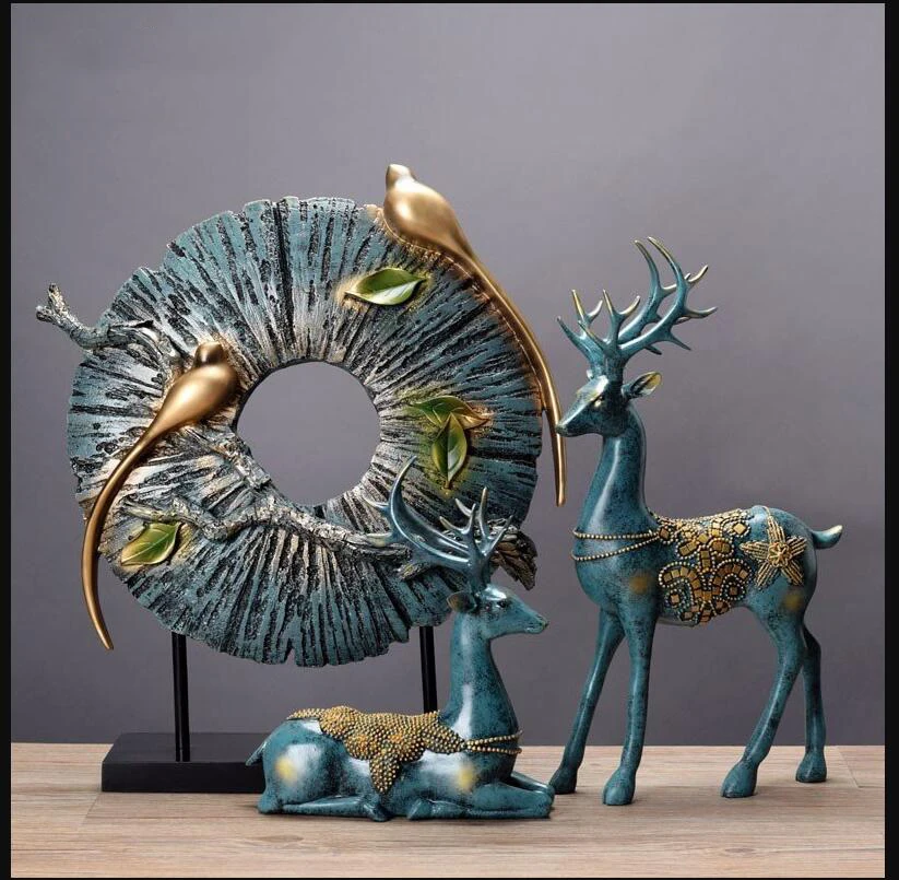 

AMERICAN RESIN DEER FIGURINES CRAFTS HOME LIVINGROOM TABLE FURNISHING DECOARTION HOTEL OFFICE DESKTOP ACCESSORIES DECOARTION ART