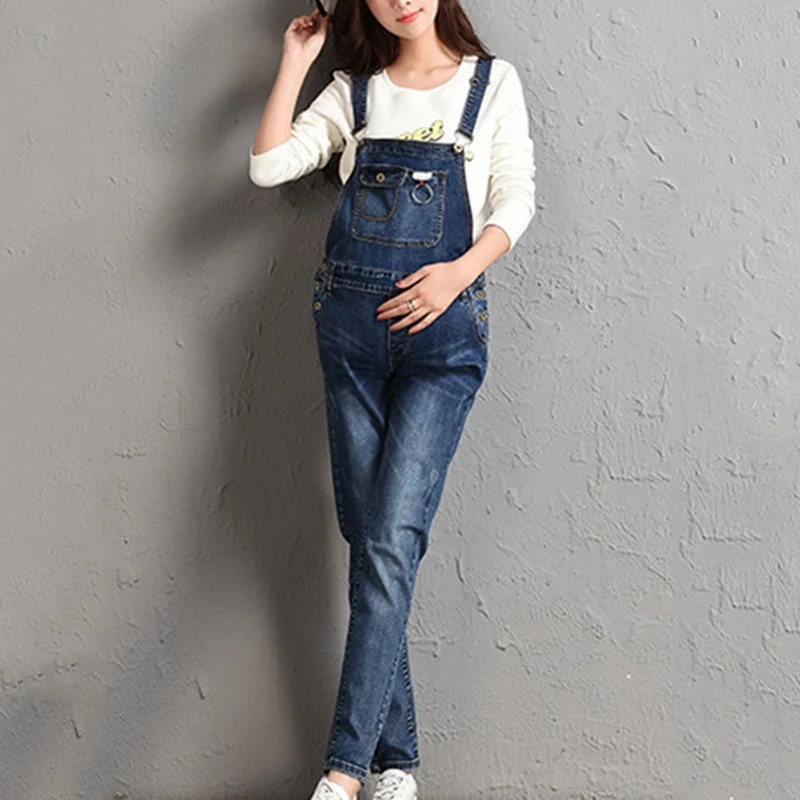 Новинка 2019 года джинсы для беременных повседневные нагрудники Брюки большие