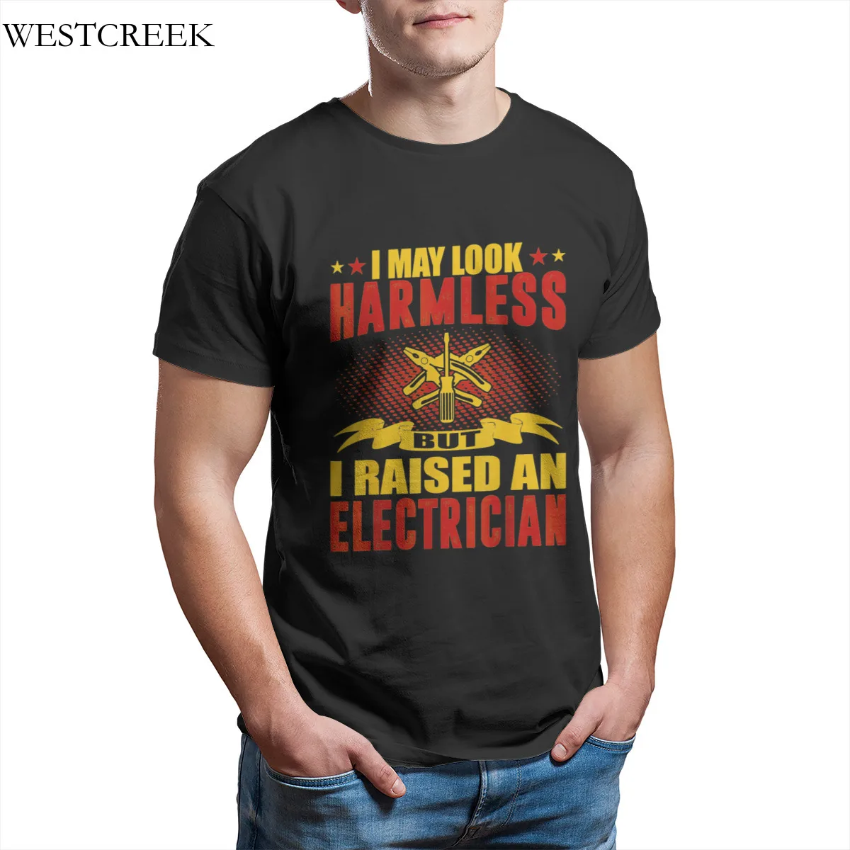 

Wholesale Men's T-Shirt I Raised Electrician Mother's Father T-Shirt Funny Kawaii Short Tshirts 35836